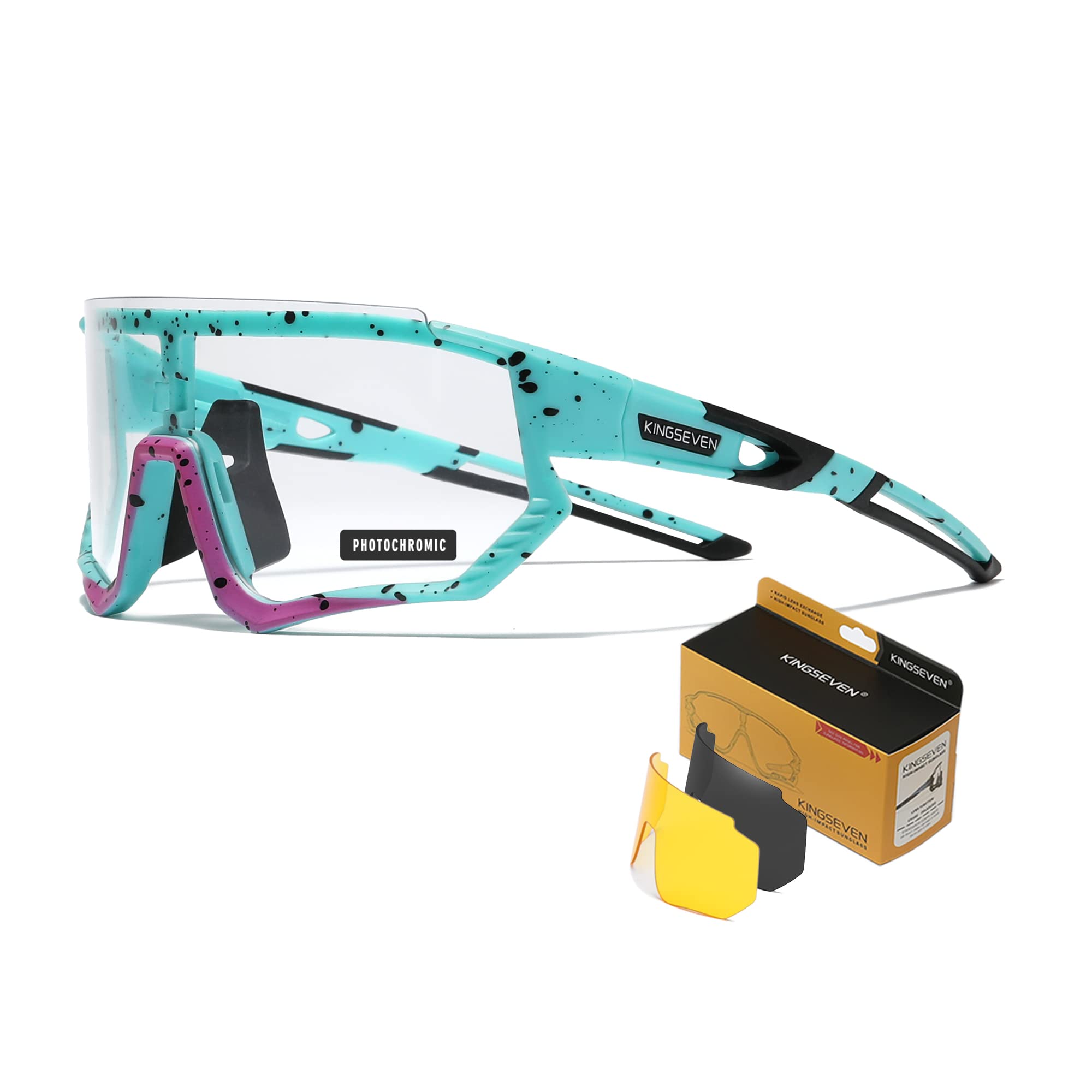 KINGSEVEN Polarized Cycling Sunglasses Men Sports Sunglasses Mtb Bicycle Glasses UV400 Protection LS910-P (LS910-C01)