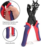 WORKPRO 6-in-1 Leather Belt Hole Puncher Revolving Punch Plier view 4