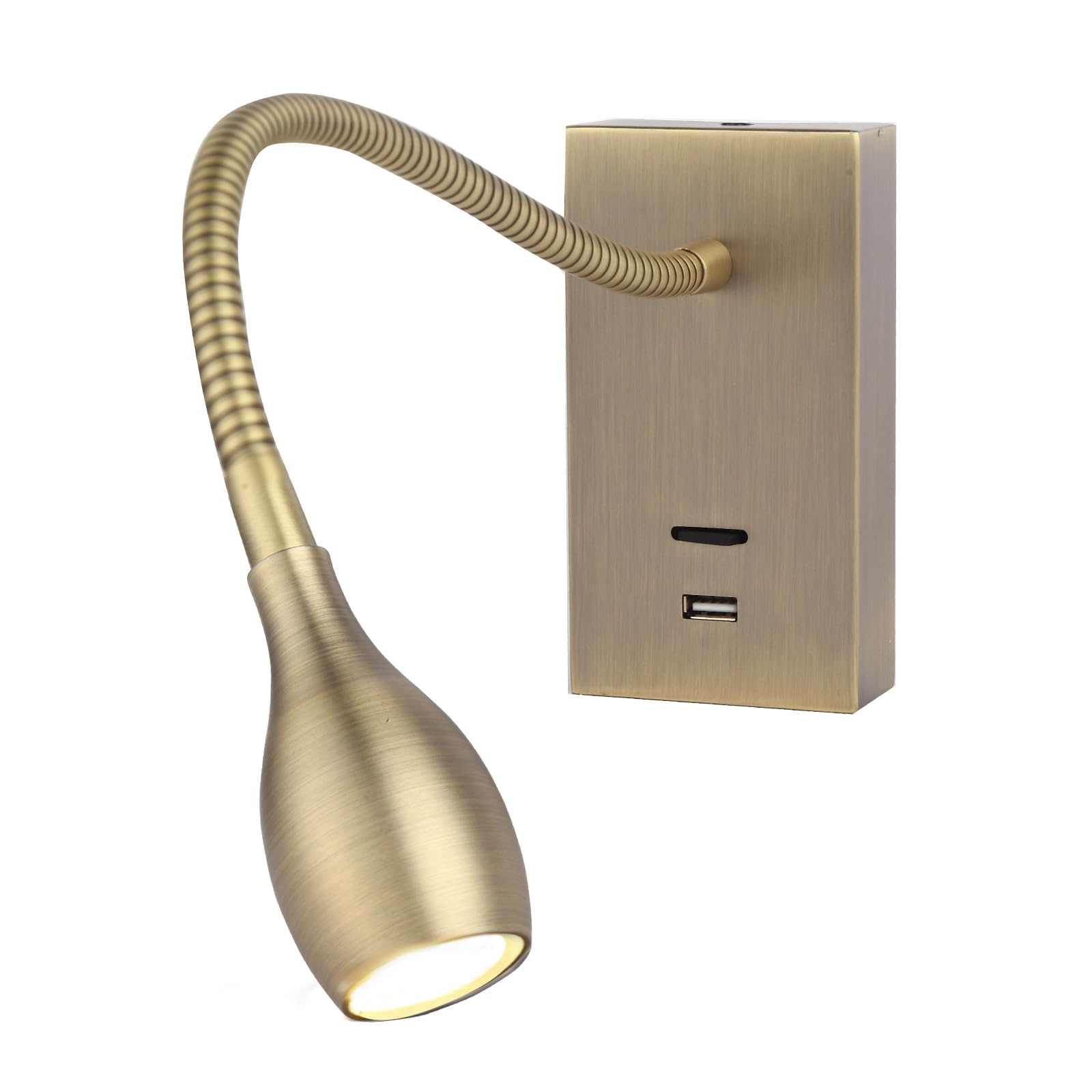 Photo 1 of Meanyee Wall Mount Reading Lights Gooseneck Bedside lamp with Switch/USB Charge Port/Adjustable / 3W 3000K / Bronze Finish/MY-WN198T