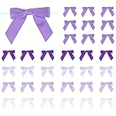 PATIKIL 50 Pcs Satin Ribbon Twist Tie Bows 3.5 Inch Small Craft Bows for DIY Gift Wrapping Champagne Bottle Wedding Christmas Birthday Decor, Purple Series