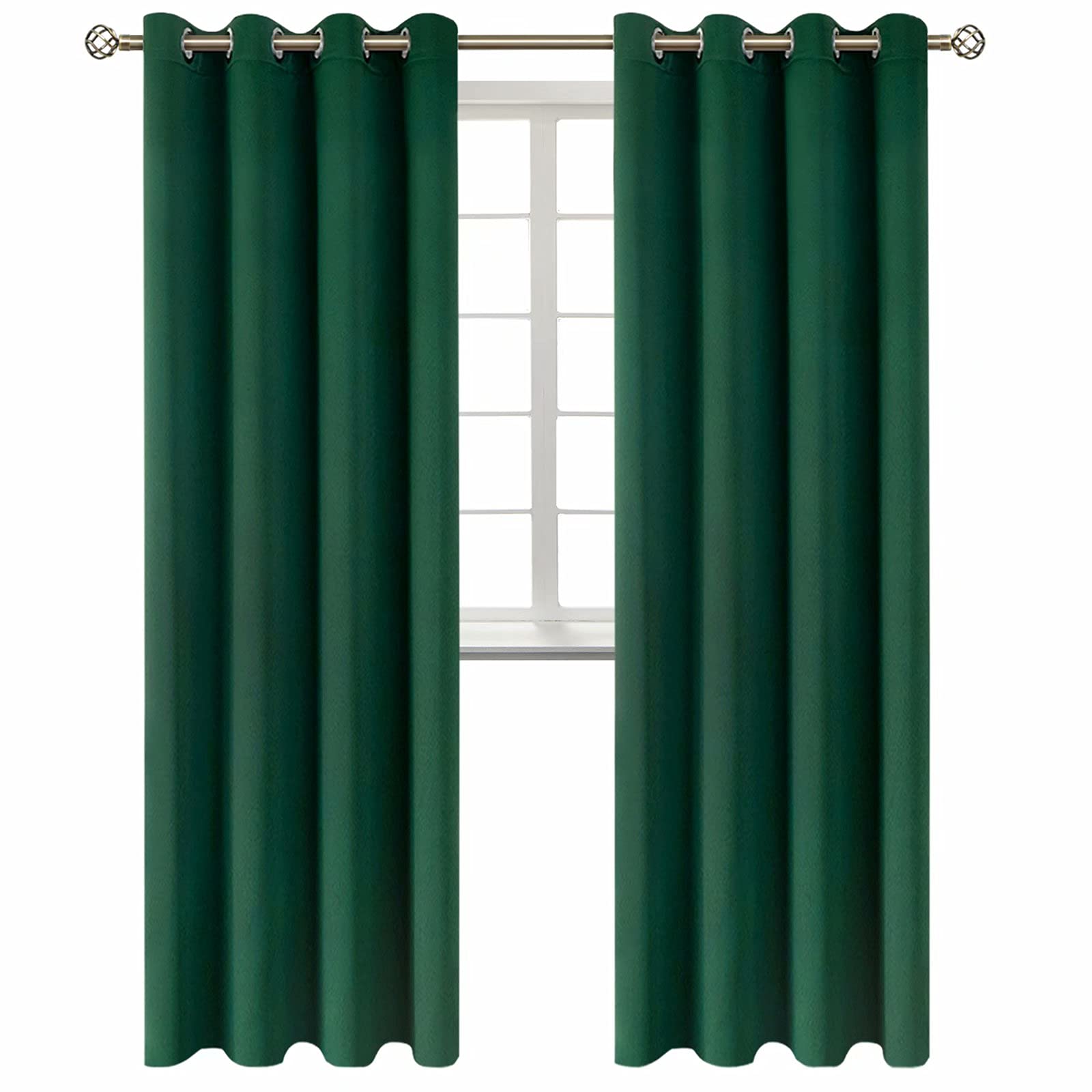 BGment Grommet Blackout Curtains 2 Panels 52W x 95L Emerald Green — image 1