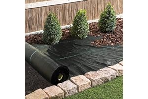 LGJIAOJIAO 3.2oz-6ftx300ft Weed Barrier Landscape Fabric Heavy Duty, Weed Block Gardening Ground Cover Mat, Weed Control Garden Cloth, Woven Geotextile Fabric for Underlayment, Commercial Driveway Fabric