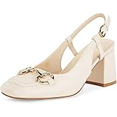 Womens Slingback Block Heels Closed Square Toe Dress Work Shoes Slip on Buckle Strap Business Pumps