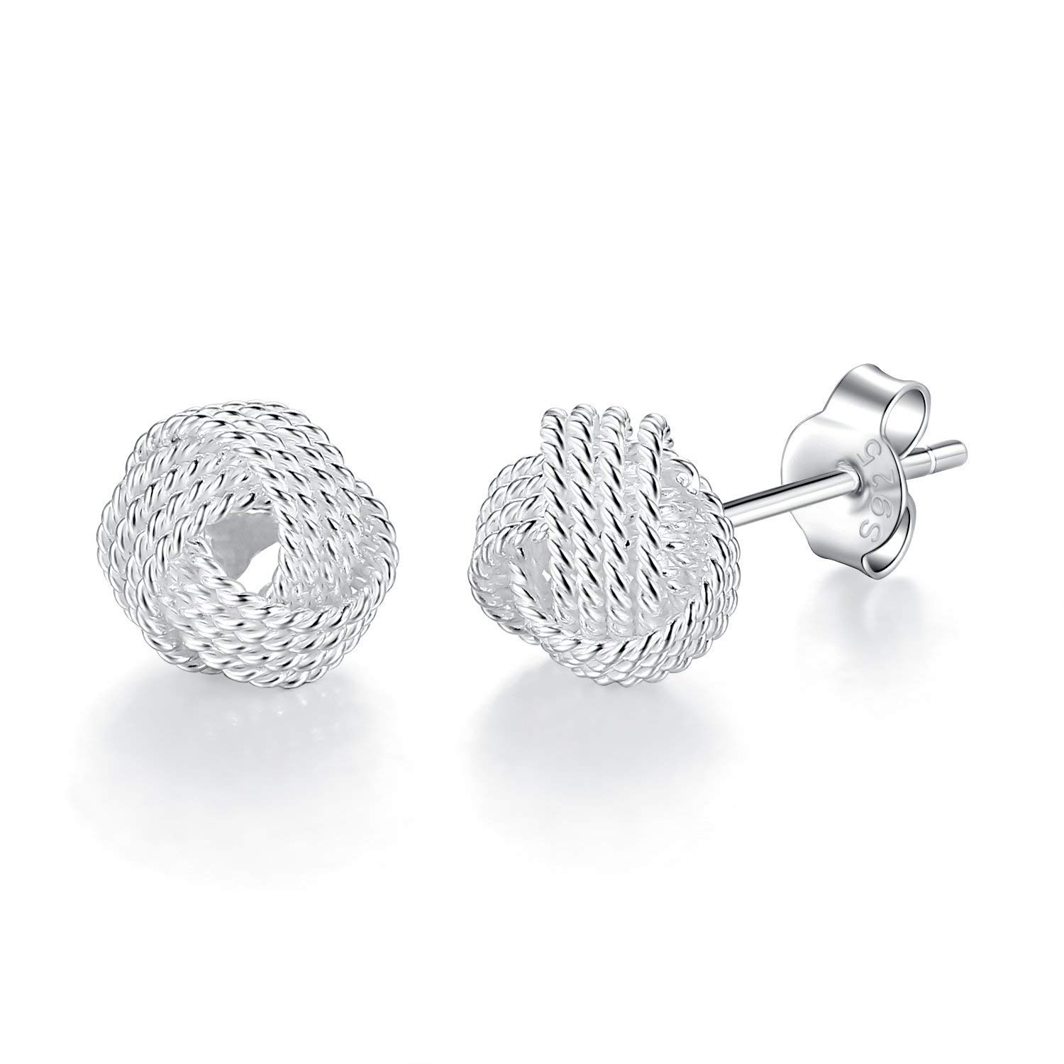 Twisted Love Knot Sterling Silver Post Stud Earrings for Women Girls