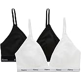 Hanes Women's Triangle Bralette Pack, 2-Pack, Originals Breathable Stretch Cotton Bras for Women, Wireless Bra