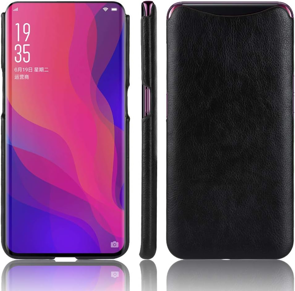 KNOB Oppo Find X Case,Litchi PU leather PC Case Cover Lightweight Scratch-resistant Protective Shell For Oppo Find X (Black)