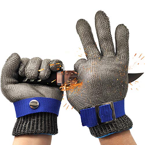 TS ANSI A9 Cut Resistant Gloves-Stainless Steel Wire Metal Mesh Butcher  Safety Work Gloves for Meat Cutting, fishing (L 2PCS) in Bahrain Whizz  Cut