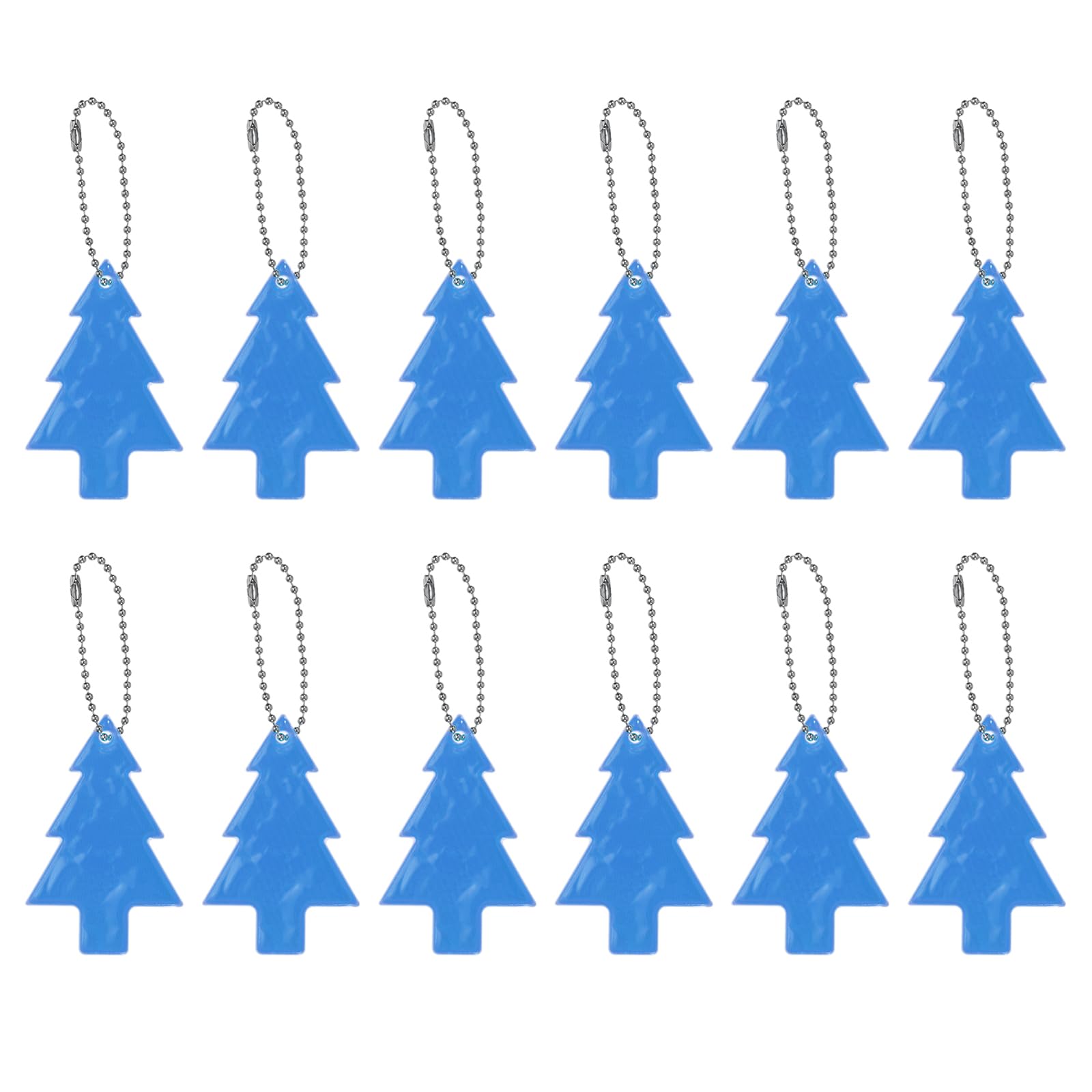 PATIKIL Reflective Keychain Tags, 12 Pack Reflective Pendant PVC High Visibility Reflector Key Ring Safety Reflector for Backpack Cycling Walking, Blue