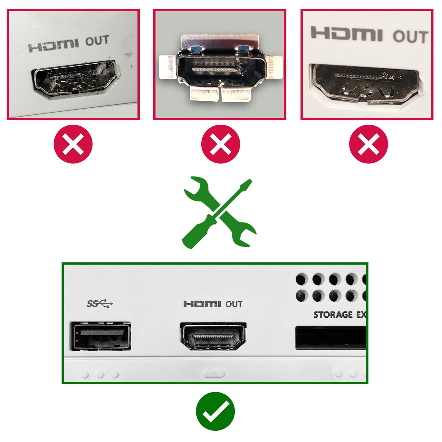 HDMI Port Replacement Kit for Xbox Series S, Display Socket Jack Connector Repair for XSS Console (Original OEM Quality), Including Tools (Screwdrivers, Tweezer, Spudger)