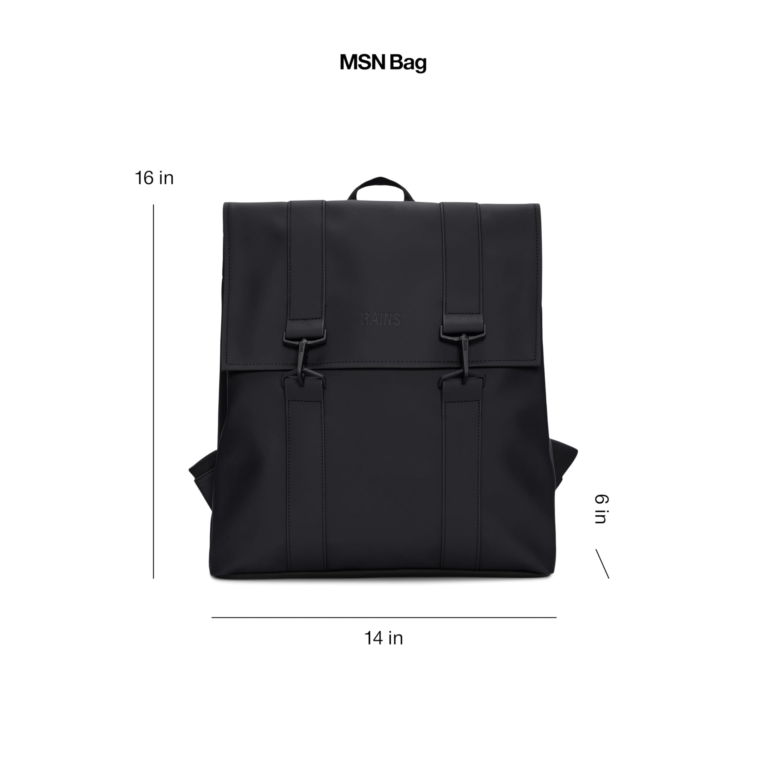 RAINS Messenger Bag, Backpack, Waterproof Classic Contemporary for travel and everyday use - Black