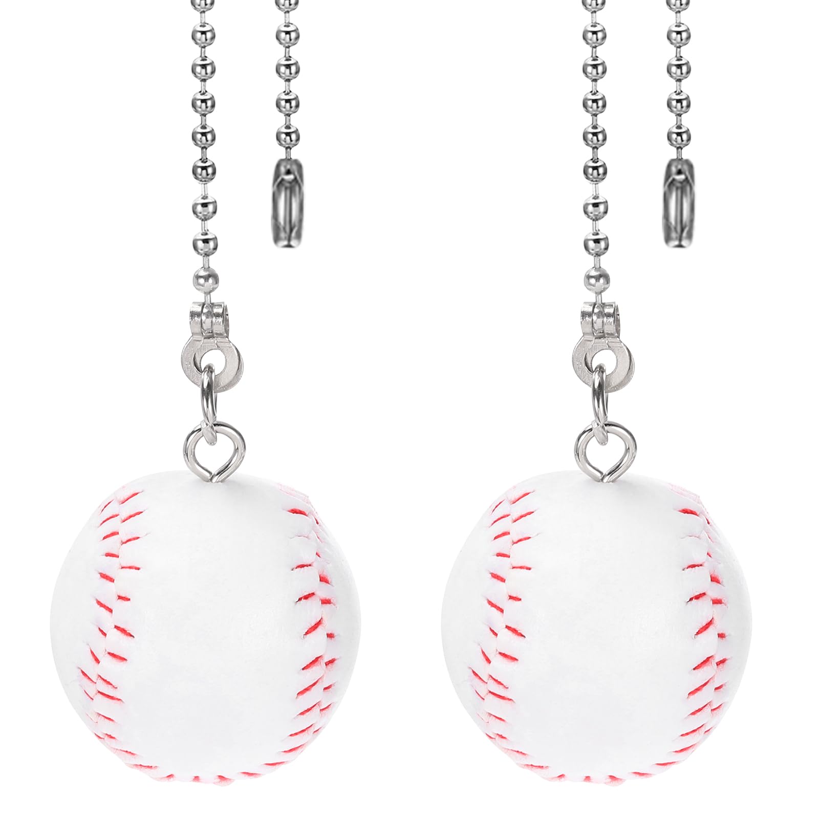 PATIKIL Ceiling Fan Pull Chain, 2 Pack 13" Decorative Baseball Pendant Chain Extender Charm Extension for Ceiling Fans Light Lamp, White