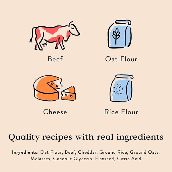 BOCCE’S BAKERY SAY MOO BEEF & CHEDDAR TRAINING TREATS FOR DOGS, WHEAT-FREE DOG TREATS, 6 OZ BAG