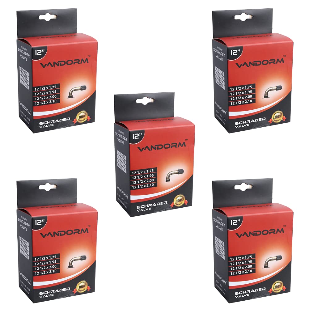 5 PACK Vandorm 12" 90 Degree Schrader Butyl Inner Tube For Prams Buggy Strollers Kids Bikes Pack