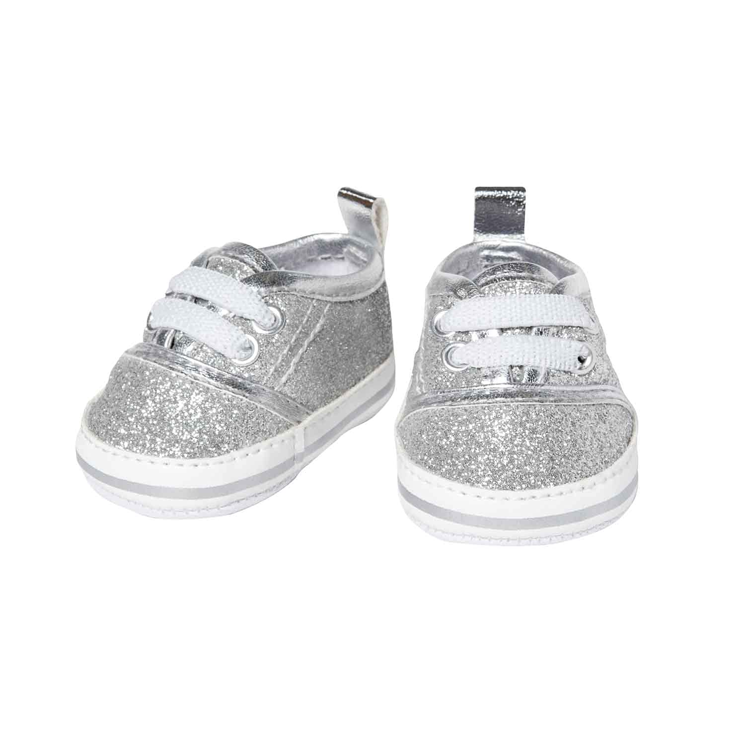 Heless 147 - Silver Glitter Doll Trainers Size 38-45cm Fancy Wow Effect Shoes for Special Occasions