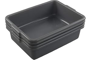 CadineUS 4 Packs 8 Liter Grey Commercial Bus Tub Box Tote Dishpan