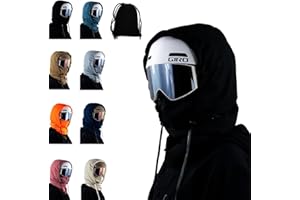 Waterproof Fleece-Lined Hood, Full Cover Balaclava Ski Masks, Winter Warm Ski Helmet Cover with Drawstring