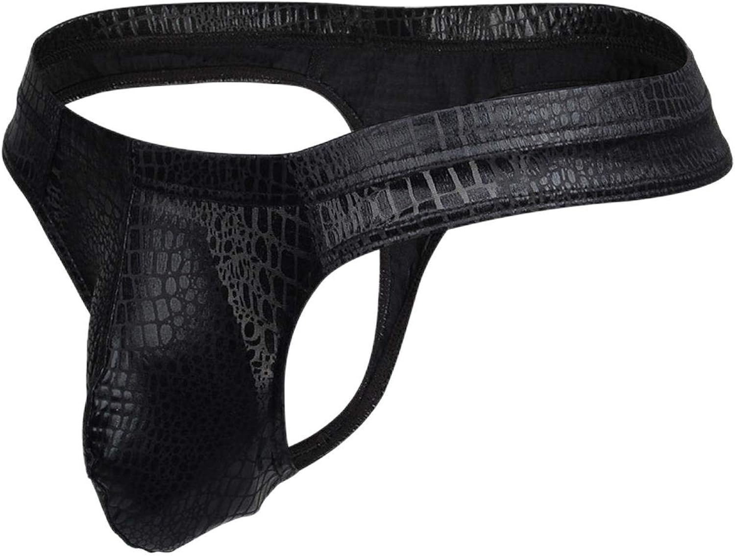 MeNoo Men Underwear Jocks Thongs G Strings Snake Skin PU Leather Sexy