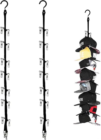 Peohud 2 Pack Closet Hat Organizer Rack 32 Hooks Baseball Cap Storage Holder