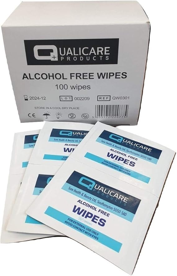 1 Box of 100 Alcohol Free Wipes Sterile Antiseptic Cleansing Hand or