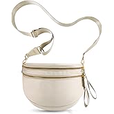 NEWROGENG Checkered Crossbody Bags for Women, Large Nylon Bum Bags Plus Size Fanny Pack Sling Bag Belt Bag for Women Travel, Pure Beige