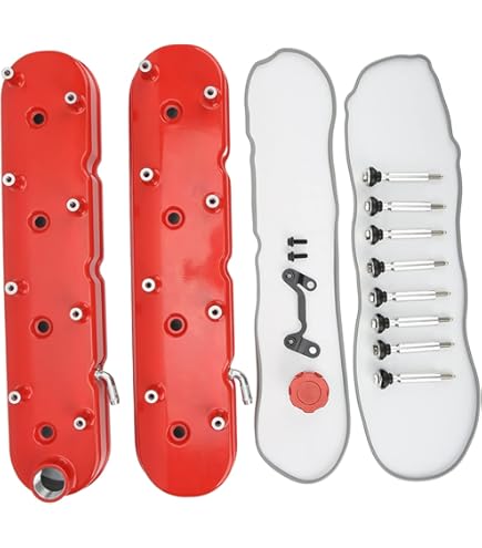 Gloss Red 2-Piece Finned Valve Covers For Chevy LS Engines (LS1, LS2, LS3, LSX) – Aluminum With Coil Mounts