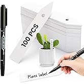 NbutWynee Plant Labels, 3-Inch Plant Markers,100Pcs Plant Tags, Plant Labels for Seedlings, Garden Labels with Pen for Identifying Seedlings, Flowers and Vegetables, White, Waterproof