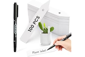 NbutWynee Plant Labels, 3-Inch Plant Markers,100Pcs Plant Tags, Plant Labels for Seedlings, Garden Labels with Pen for Identifying Seedlings, Flowers and Vegetables, White, Waterproof