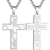 GLITTO Soccer Cross Necklace for Boys Men Stainless Steel Bible Verse Pendant with20+2 Inch First Communion Baptism Religious Sports Jewelry Gift