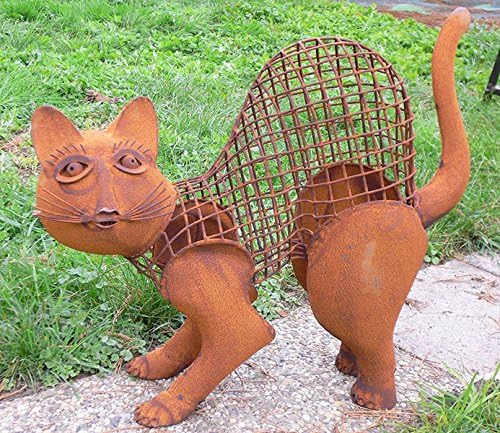 Katze Xxl 3d 72x86cm Eisen Rost Edelrost Metall Tier Tiger Katzchen Garten Original Pflegeanleitung Von Steinfigurenwelt Amazon De Garten