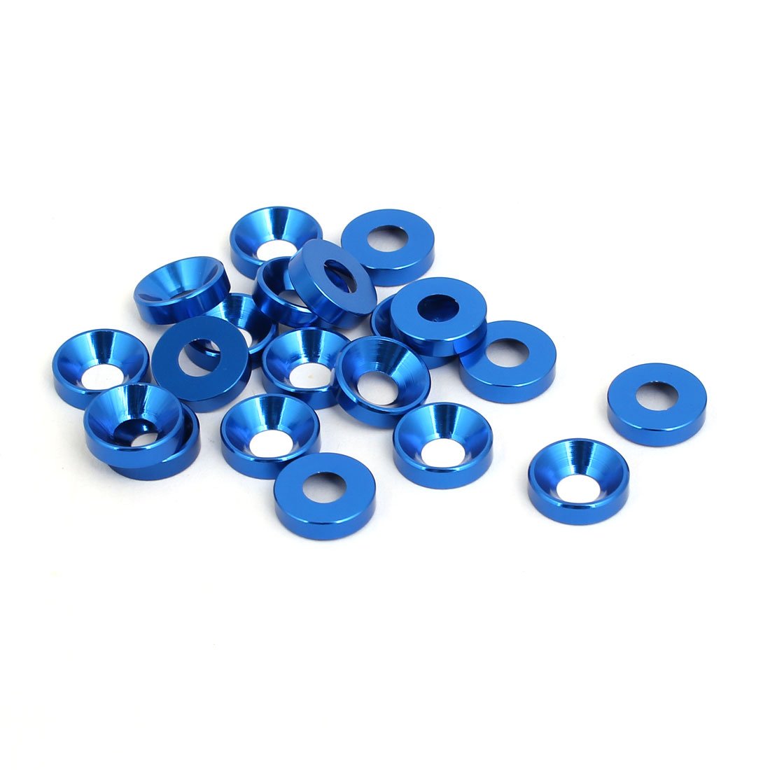 sourcingmap M4 Aluminium Alloy Cup Head Engine Bay Bumper Washer Blue 20pcs