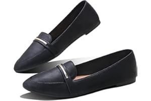 Obtaom Women's Pointy Toe Loafer Flat Comfortable Faux Suede Work Shoes,Cute Penny Loafer Slip On Ballet Flat