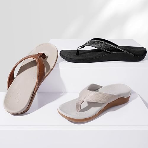 ERGOfoot Orthotic Flip Flops with Arch Support, PU Thong Sandals Walking  Comfort with Orthopedic Support for P