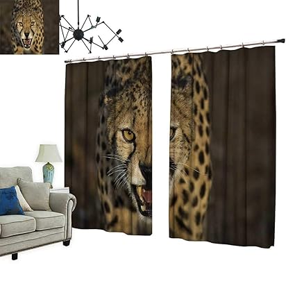 Amazon Com Prunus Blackout Curtain With Hook Cheetah Nice Bedroom