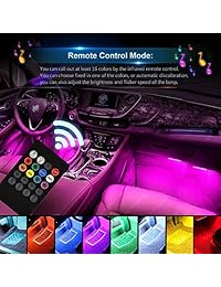 Wsiiroon   Tira de luces LED para coche, 4 unidades, 48 luces LED de interior, tira de luz multicolor para coche bajo el salpicadero