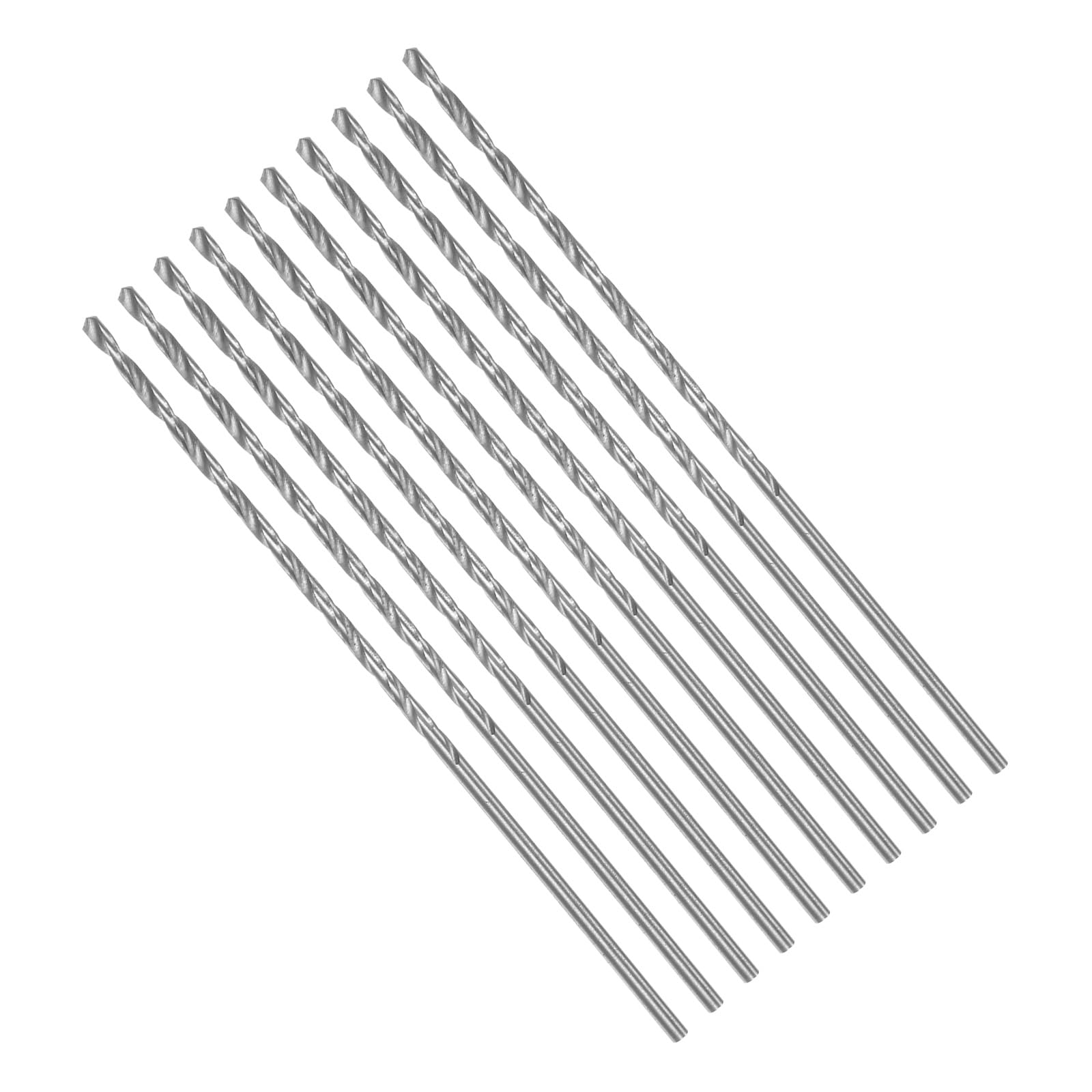 CoCud Long Twist Drill Bits, 1.6mm Cutting Diameter 0.06" Shank 1.57" Blade Length, High-Speed Steel Jobber Bit Set (Applications: for Metal Wood Plastic), 10-Pieces