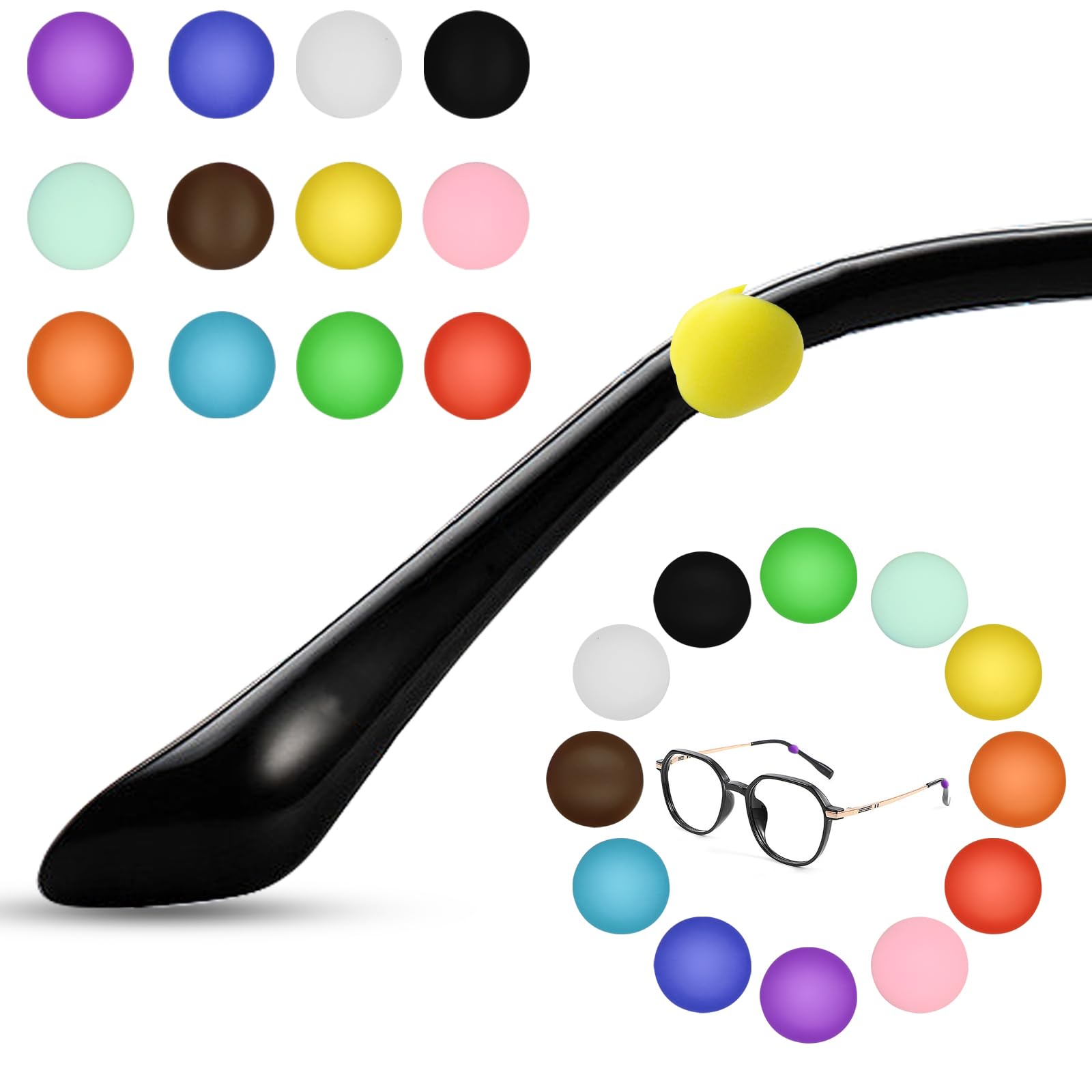 CANIPHA 12Pairs Eyeglass Ear Grips Non Slip, Glasses Slip Preventer Eyeglass Ear Cushions, Eye Glasses Ear Gripper Silicone Glasses Hooks Ear Grips for Eyeglasses Reading Glasses Sunglasses(12Colors)