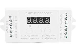 Luocute Mini 4CH DMX Decoder Controller, Digital Display RGBW LED Light Decoder with 15 Built in Effects and Dimming Control,