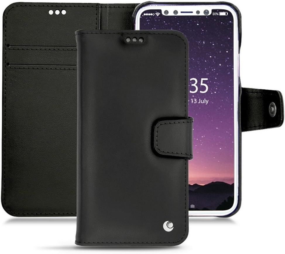 The Fone Stuff Noreve® Apple iPhone XS, X Leather Case, Tradition B Wallet Case, With Card Holders, Genuine Premium Leather, Hand Stitched, iPhone XS, X Wallet Flip Case - Nappa Black