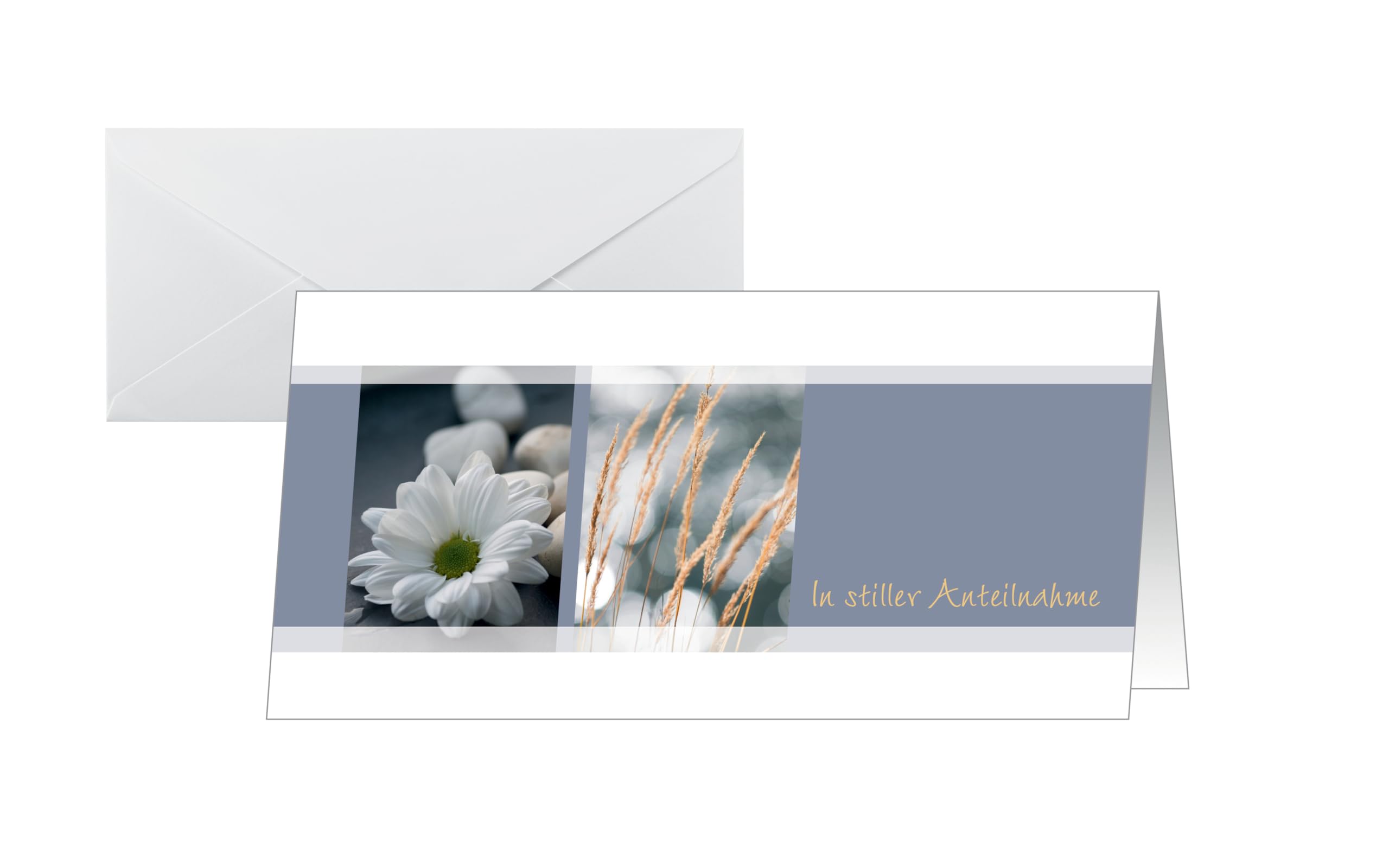 Sigel DS208 Greetings Cards with German Text "Anteilnahme" ("Condolences") Pack of 10 / DIN Long 2/3 A4 / 220 g Glossy Card / For Inkjet / Laser Printers / Copiers / with Envelopes