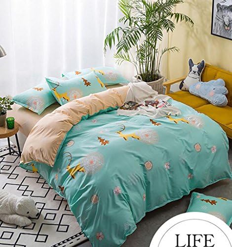 Ewlan Duvet Cover Set With Zipper Closure-Duck/Egg/Deer/Strawberry/Fish/Flamingo Patterns Reversible Bedding Set, Twin/Full/Queen/King Size-4 Pieces(1 Duvet Cover + 2 Pillow Shams + Flat Sheet)