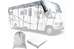 HFKJway Camper Roof Cover - Waterproof 210D Oxford Cloth, Foldable Storage, Easy to Clean, Grey - 5m3m