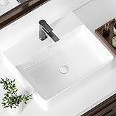 KINGWONG 20 Inch Bathroom Sink Wall Mounted or Platform Mounted Installation White Porcelain Rectangular Vessel Sink with Ove