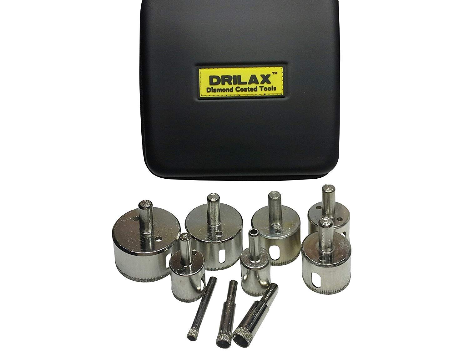 Diamond Drill Bit Hole Saw Set Guide Included 10 Pieces 1/4, 3/8, 1/2 (0.5 Inch), 3/4, 1, 1 1/4, 1 3/8, 1 1/2, 1 3/4, 2 inches Kitchen Bath Faucet Drilling Tool Ceramic Porcelain Tiles Glass Granite