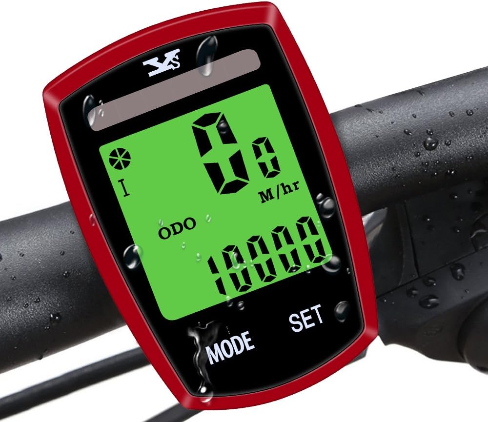 Bike Computer, Wireless Cycling Computer Solar Powered Waterproof Bicycle Speedometer Odometer with Large LCD Back light for 2 Bicycle Using