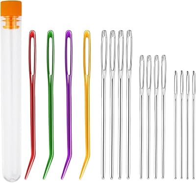 ASIRYVA 16 Pcs Large Eye Blunt Needles Darning Crochet Tapestry Wool Sewing Kit