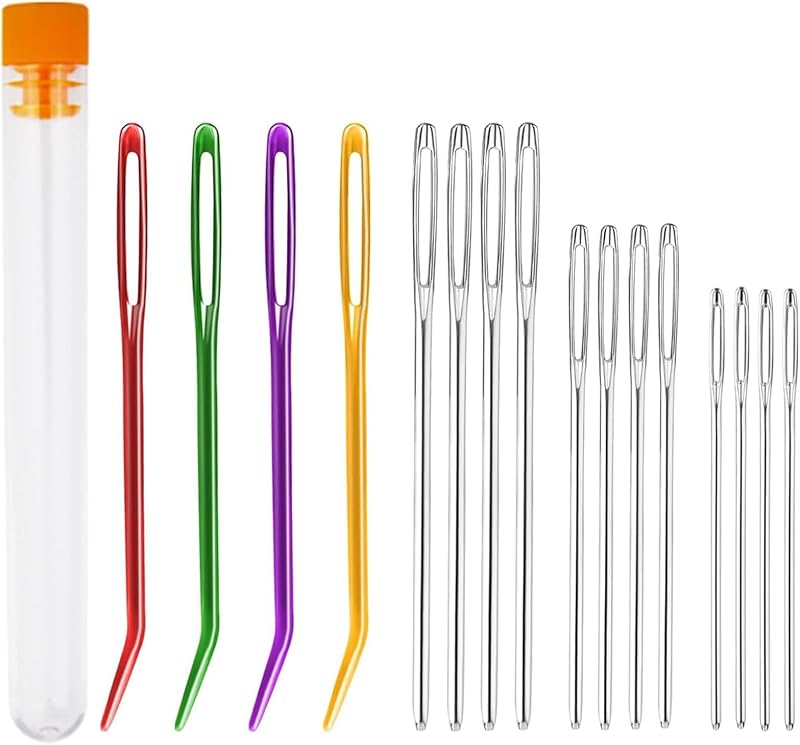 ASIRYVA 16 Pcs Large Eye Blunt Needles Darning Crochet Tapestry Wool Sewing Kit