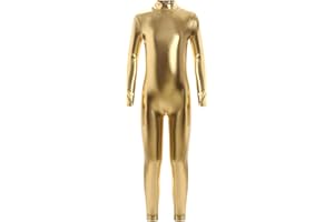 Huimingda Kids Boys Girls Shiny Metallic Unitards Full Body One Piece Bodysuit Dance Performance Jumpsuit