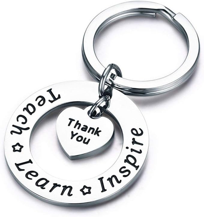 Faliya 1 Pcs Thank You Heart Charm Pendant Keychain Teacher's Day Gifts
