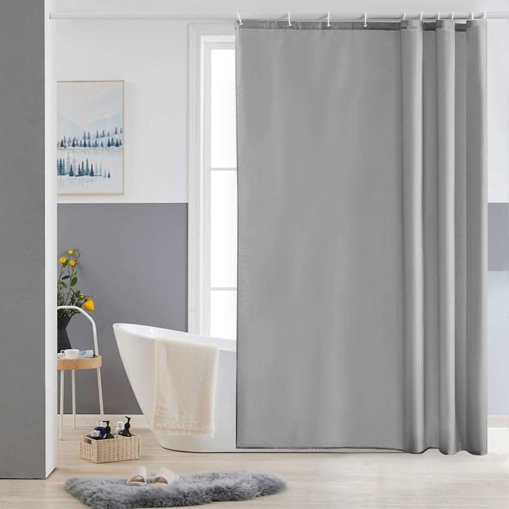 Furlinic Shower Curtain 60x72 Inch Mould Proof Waterproof Polyester Grey with