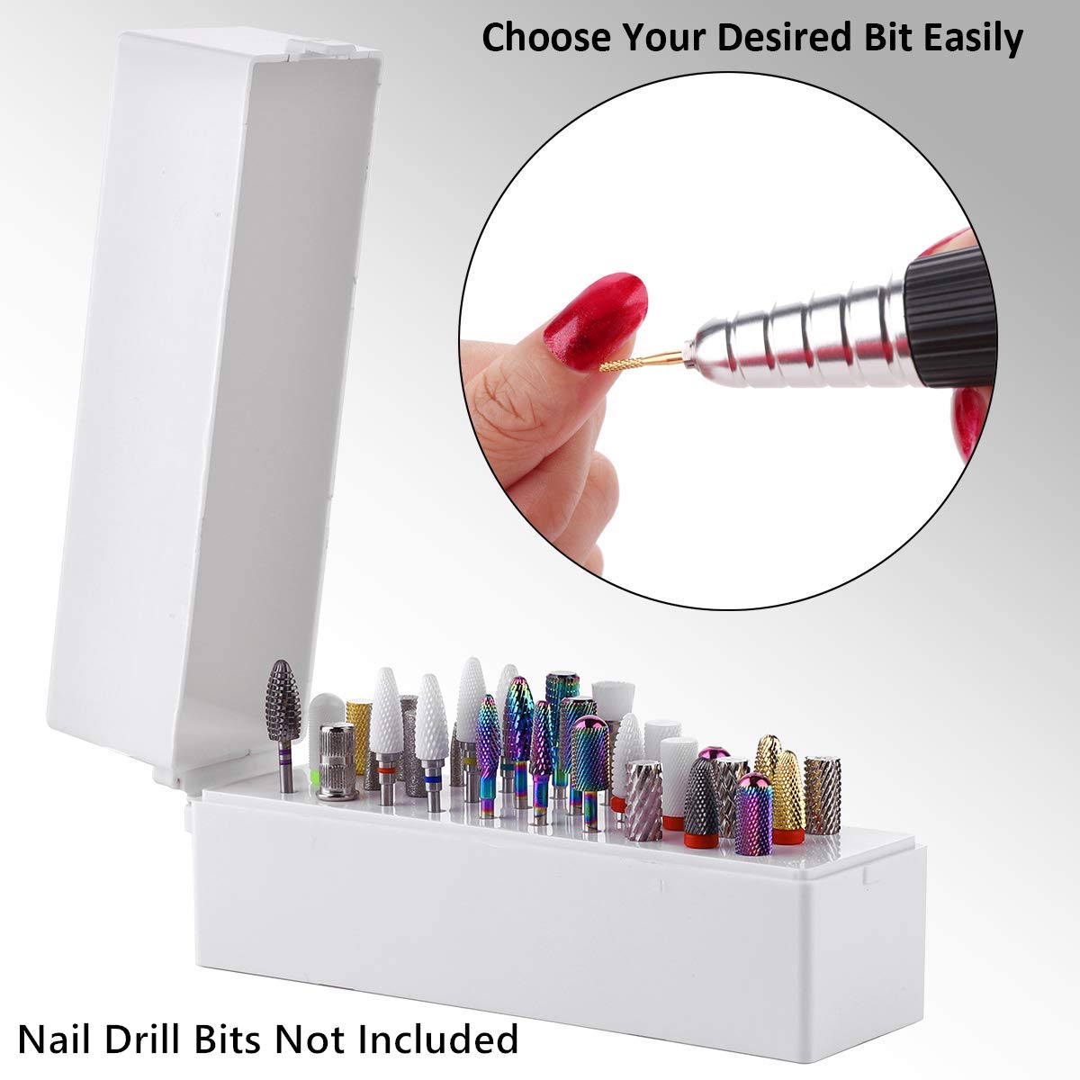 Makartt Nail Drill Bits Holder Dustproof Stand Displayer Organizer Container 30 Holes Manicure Tools (Not Inlcude Drill Bits) B-22: Beauty
